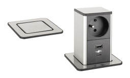 Elektrická zásuvka PowerUp 2x230V 2xUSB A+C nerez 